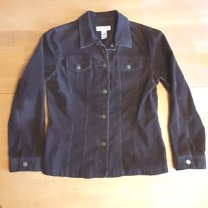 JONES OF NEW YORK SPORT BUTTON UP CHOCOLATE BROWN CORDUROY JACKET, WMS SIZE MED.